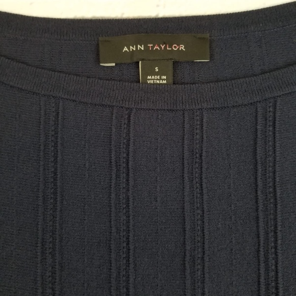 Ann Taylor Textured Ruffle Cuff Sweater Navy - Picture 4 of 5